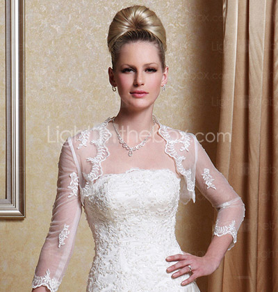 A-line Scalloped-Edge Neckline Court Train Satin Wedding Dress With A Wrap