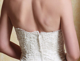 A-line Scalloped-Edge Neckline Court Train Satin Wedding Dress With A Wrap