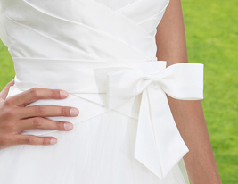 A-Line Satin Tulle Wedding Dress with Draped and Bow