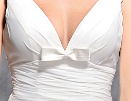 A-line V-line Court Train Satin Chiffon Over Satin Wedding Dress