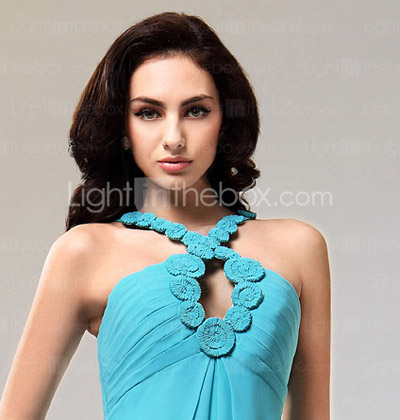 Sheath/ Column Halter Floor-length Chiffon Matte Satin Evening Dress Sheath/ Column Halter Floor-length Chiffon Matte Satin Evening Dress