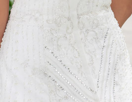 A-line Strapless Court Train Organza Wedding Dress 