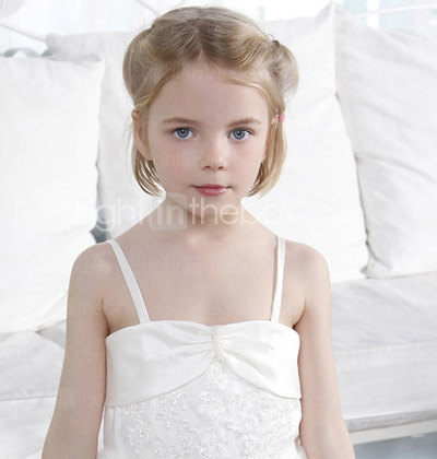 Ball Gown Spaghetti Straps Floor-length Organza Over Satin Flower Girl Dress With A Wrap Ball Gown Spaghetti Straps Floor-length Organza Over Satin Flower Girl Dress With A Wrap