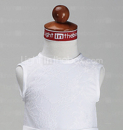 A-line Princess Scoop Knee-length Satin Flower Girl Dress 