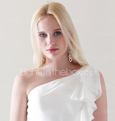 A-line One Shoulder Knee-length Chiffon Over Elastic Satin Bridesmaid Dress A-line One Shoulder Knee-length Chiffon Over Elastic Satin Bridesmaid Dress