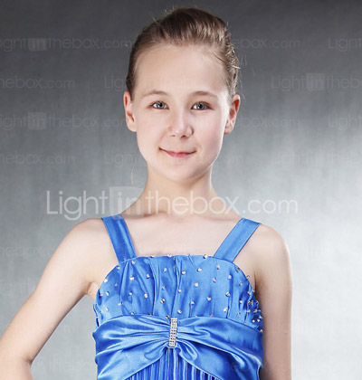 Sheath/ Column Straps Floor-length Elastic Silk-like Satin Junior Bridesmaid Dress