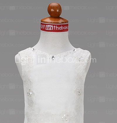 A-line V-neck Floor-length Satin Flower Girl Dress