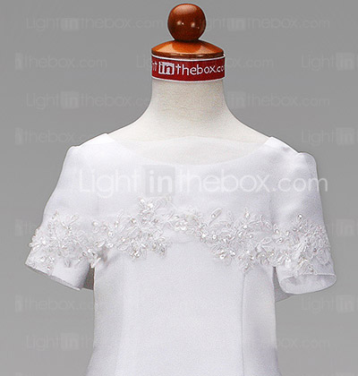 A-line Jewel Floor-length Satin Flower Girl Dress