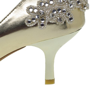 Elegant Leatherette Upper Low Heel Closed Toe With Rhinestone Beading Wedding/ Party Shoes