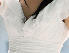Sheath/ Column V-neck Floor-length Chiffon Elastic Satin Wedding Dress