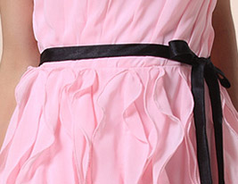 Sheath/Column Strapless Knee-length Chiffon Bridesmaid Dress With Cascading Ruffle 