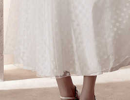A-line Strapless Tea-length Satin Wedding Dress