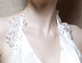 Sheath/Column Halter Chapel Train Elastic Woven Satin Wedding Dress 