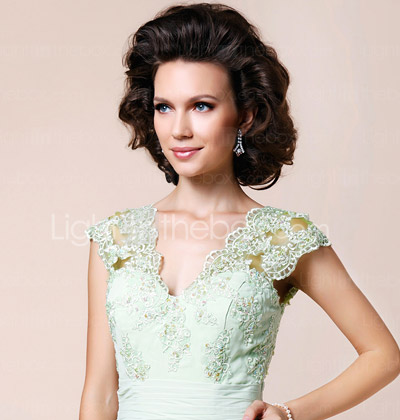 A-line V-neck Floor-length Chiffon Mother of the Bride Dress With Appliques A-line V-neck Floor-length Chiffon Mother of the Bride Dress With Appliques