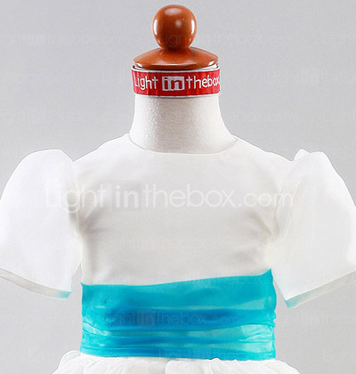 A-line Jewel Floor-length Organza Satin Flower Girl Dress A-line Jewel Floor-length Organza Satin Flower Girl Dress