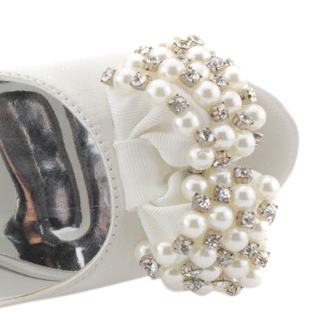 satijn bovenste naaldhak peep toe / pompen met strass / imitatie parel bruiloft bruids schoenen