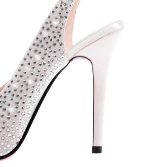 Satin Upper Stiletto Heel Pumps/ Slingbacks With Rhinestone Wedding/ Party Shoes