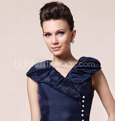 Sheath/Column V-neck Floor-length Taffeta Mother of the Bride Dress