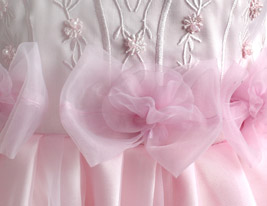 A-line Jewel Knee-length Satin Cotton With Appliques Flower Girl Dress