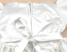A-line Jewel Knee-length Satin Yarn With Flower/ Beading Flower Girl Dress