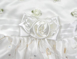 A-line Jewel Knee-length Satin Yarn With Flower/ Beading Flower Girl Dress