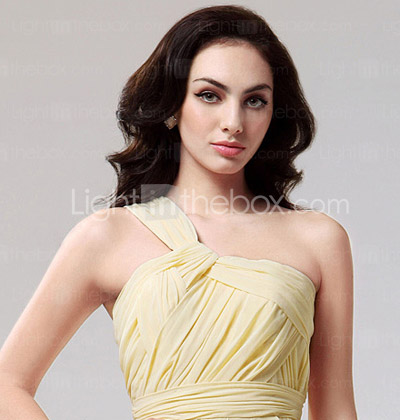 Chiffon Sheath/ Column One Shoulder Court Train Evening Dress inspired by Cat Deeley at Emmy Award