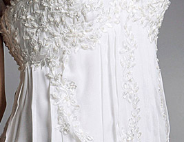 A-line V-neck Chapel Train Chiffon Wedding Dress With Luxury Beaded Appliques