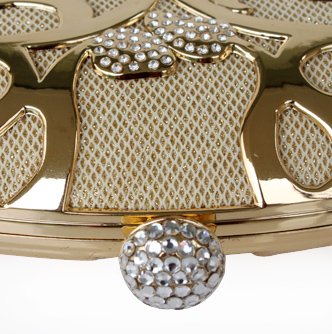 Stainless Steel Shell With Rhinestone Evening Bag Handbag Purse Clutch