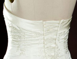A-line Strapless Court Train Satin Embroidery Plus Size Wedding Dress