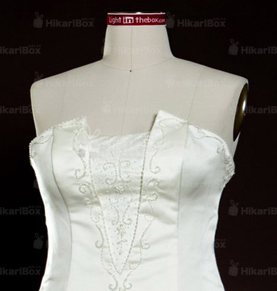 A-line Strapless Court Train Plus Size Wedding Dress