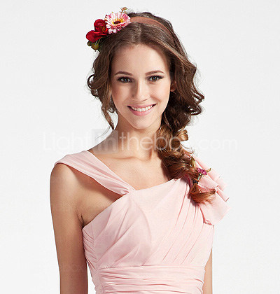 A-line V-neck Sleeveless Knee-length Chiffon Bridesmaid Dress