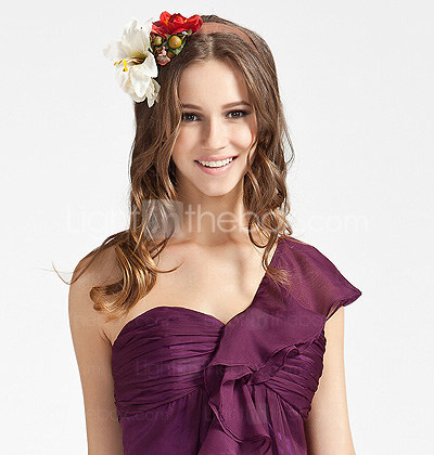Sheath/ Column Sleeveless One Shoulder Knee-length Chiffon Bridesmaid Dress
