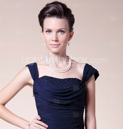 Sheath/ Column Straps Knee-length Chiffon Mother of the Bride Dress