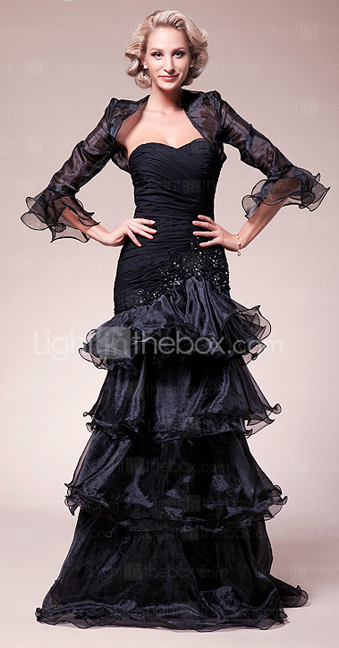 OPHRAH - Vestido de Madrina de Gasa y Organza con Bolero