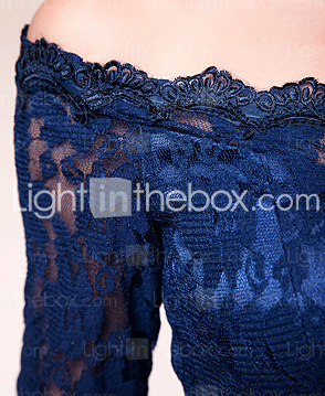 Sheath/Column Off-the-shoulder Knee-length Lace Stretch Satin Mother of the Bride Dress