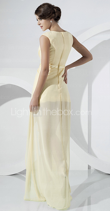 Chiffon Sheath/Column V-neck Asymmetrical Evening Dress inspired by Rosario Dawson 