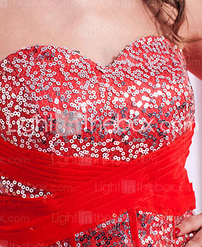 A-line Sweetheart Floor-length Satin Organza Evening Dress