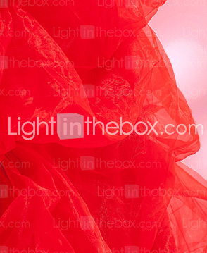 A-line Sweetheart Floor-length Satin Organza Evening Dress