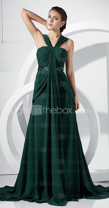 A-line Straps Court Train Chiffon Evening Dress A-line Straps Court Train Chiffon Evening Dress