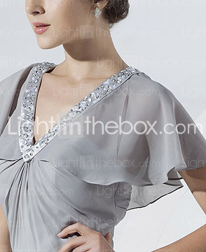 A-line V-neck Sweep/Brush Train Chiffon Evening Dress
