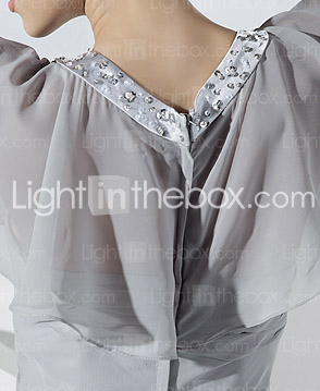 A-line V-neck Sweep/Brush Train Chiffon Evening Dress
