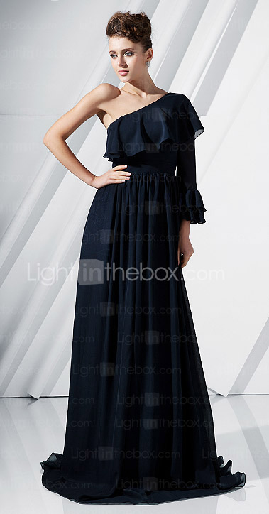 A-line One Shoulder Floor-length Chiffon Evening Dress A-line One Shoulder Floor-length Chiffon Evening Dress