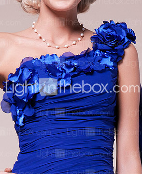 A-line One Shoulder Sweep/Brush Train Chiffon Mother of the Bride Dress