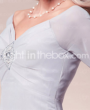Trumpet/Mermaid V-neck Knee-length Chiffon Mother of the Bride Dress