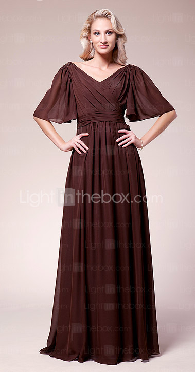 Sheath/Column V-neck Floor-length Chiffon Mother of the Bride Dress Sheath/Column V-neck Floor-length Chiffon Mother of the Bride Dress