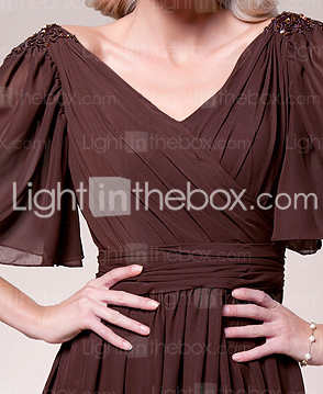 Sheath/Column V-neck Floor-length Chiffon Mother of the Bride Dress Sheath/Column V-neck Floor-length Chiffon Mother of the Bride Dress