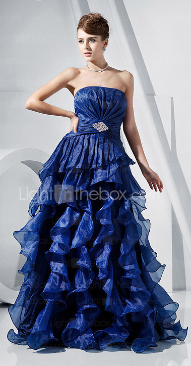 A-line Strapless Floor-length Organza Evening Dress A-line Strapless Floor-length Organza Evening Dress