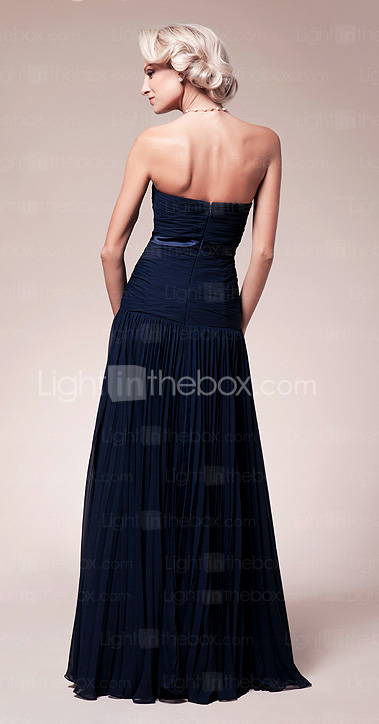 Sheath/Column Strapless Floor-length Chiffon Mother of the Bride Dress