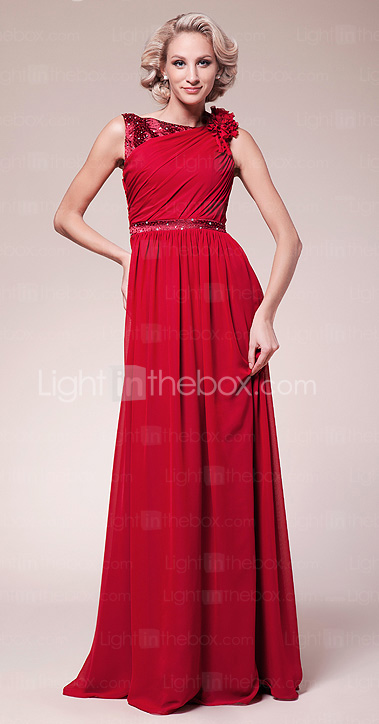 A-line Bateau Floor-length Chiffon Mother of the Bride Dress