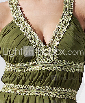 Sheath/Column V-neck Asymmetrical Chiffon Evening Dress 